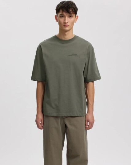 Annarr Anrokholm Logo Ss O Neck Tee Khaki green M
