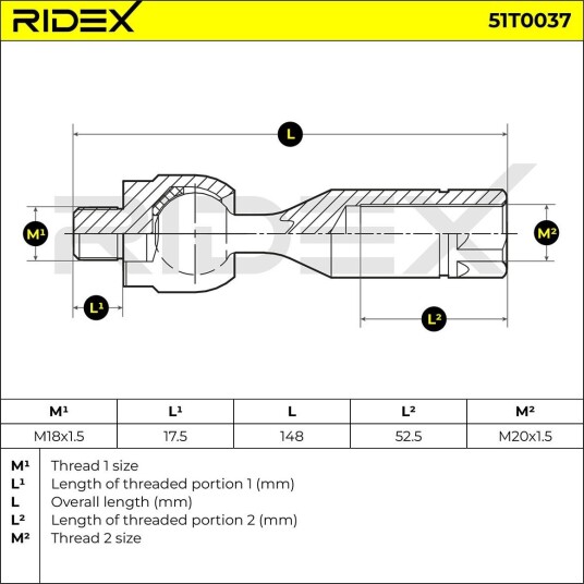 RIDEX 51T0037 Aksialledd, parallellstag