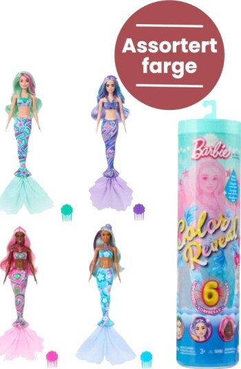 Barbie Color Reveal havfrue-dukke med 6 overraskelser