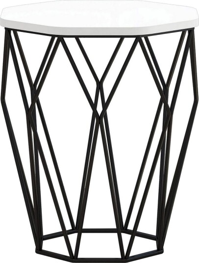 Bojana Sidebord Rundt 46 cm - Hvit/Svart