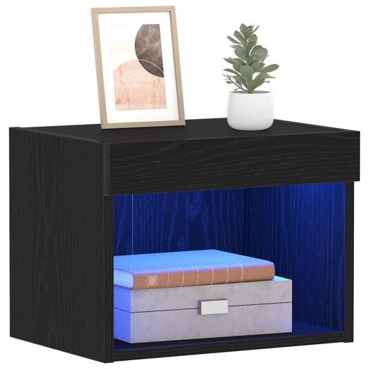 Veggskap med LED lamper 2 stk Svart Eik 40x30x30 cm Veggskap med LED lamper 2 stk Svart Eik 40x30x30 cm