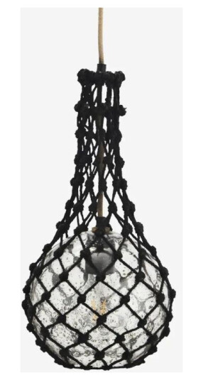 Madam Stoltz Lampe Jute Sort Ø20xH40