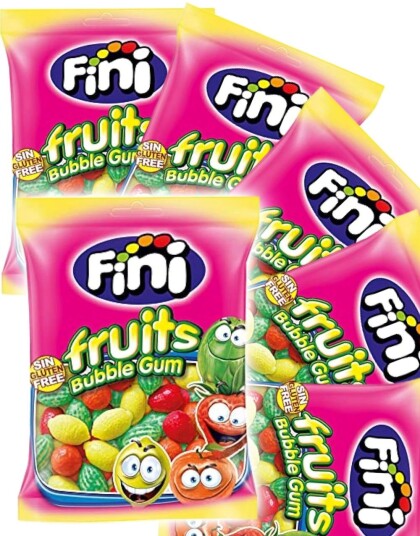 12 stk Fini Fruits Bubblegum   Fruktformet Tyggegummi   Hel Eske 900 gram
