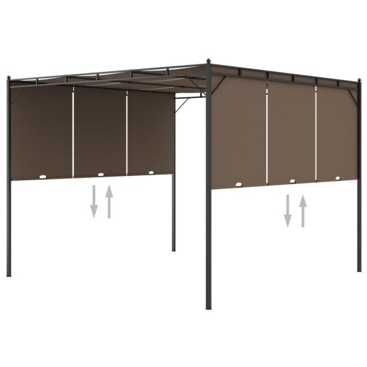 vidaXL Hagepaviljong med sidegardin 3x3x2,25 m gråbrun vidaXL Hagepaviljong med sidegardin 3x3x2,25 m gråbrun
