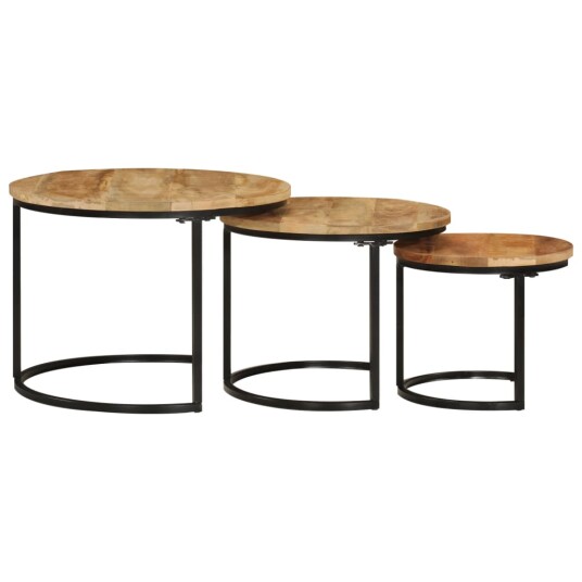 vidaXL Stablebord 3 stk grovt heltre mangotre
