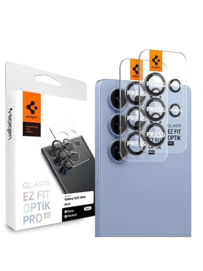 Spigen Optik Pro HD Linsebeskyttelse for Samsung Galaxy S25 Ultra - 2-pakning Svart