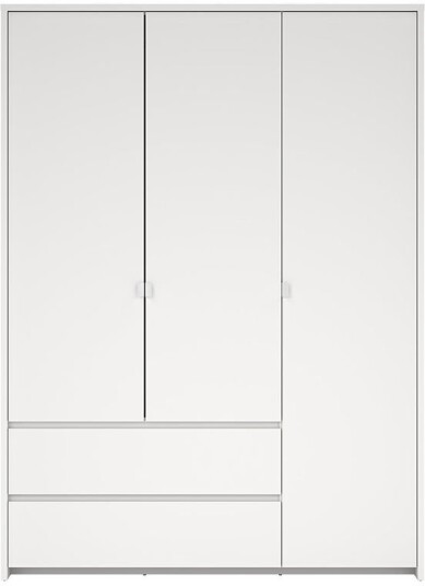 Next garderobeskap 3 dører 2 skuffer 149x200cm hvit.