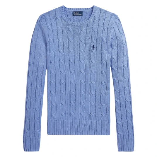 Polo Ralph Lauren Cable-Knit Cotton Crewneck Sweater - Blue - L