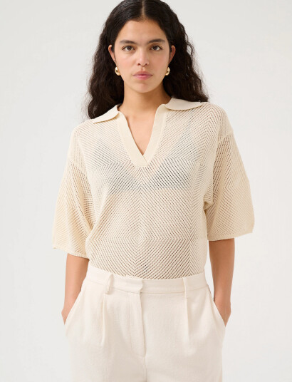 Karen By Simonsen Kbupala Polo - Cream - S Karen By Simonsen Kbupala Polo - Cream - S