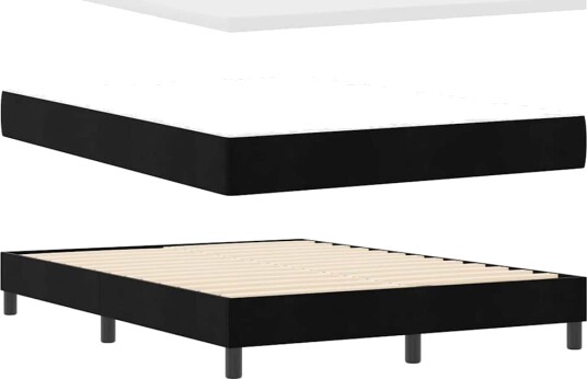  Bokfjær Seng med Madrass Svart 160x200 cm Fløyel