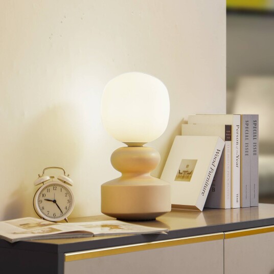 Lucande bordlampe Fidelo hvit/gul 38 cm glass keramikk