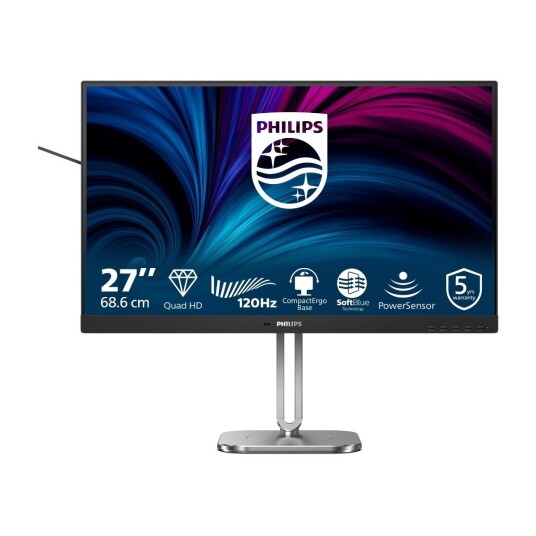 Philips 27B2N4500 27" QHD LED Skjerm 120Hz IPS Sølv Philips 27B2N4500 27" QHD LED Skjerm 120Hz IPS Sølv