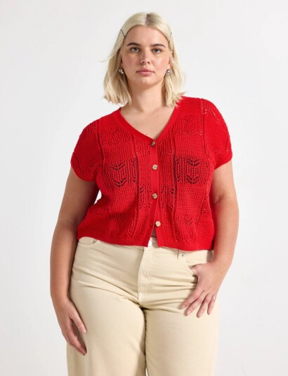 Lindex Sleeveless Cardigan   Red   XL