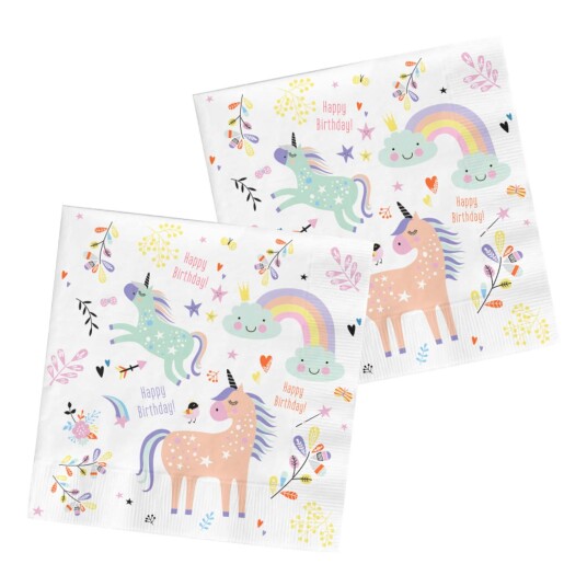 Servietter Unicorn & Rainbows 20 pakning