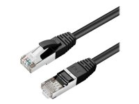 MicroConnect - Koblingskabel - RJ-45 (hann) til RJ-45 (hann) - 1 m - 6 mm - S/FTP - CAT 6a - halogenfri, innendørs, formstøpt, rund, uten hindringer - svart