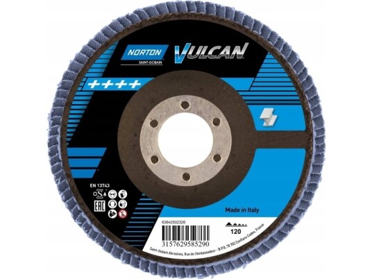 Norton Lamellskive Vulcan Skrå K80 125x22mm 10 stk