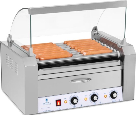 Royal Catering Pølsegrill  9 hjul  Varmeskuff  Rustfritt stål 10010468