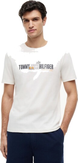 Tommy Hilfiger Summer Chest Graphic Regular Tee   Cream   XXL