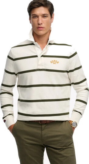 Superdry Vintage Athletic Stripe Rugby   White   XL