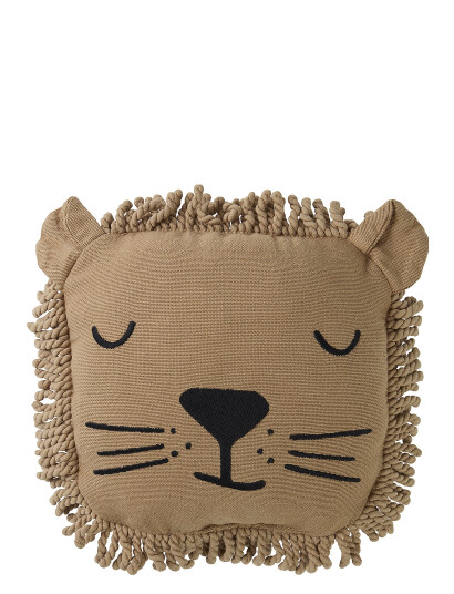 Nobodinoz Løveansikt Broderi Pute 34x34 Beige One Size