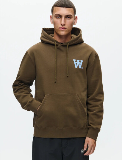 WOOD WOOD Wwcass Aa Chest Print Hoodie - Khaki green - L WOOD WOOD Wwcass Aa Chest Print Hoodie - Khaki green - L