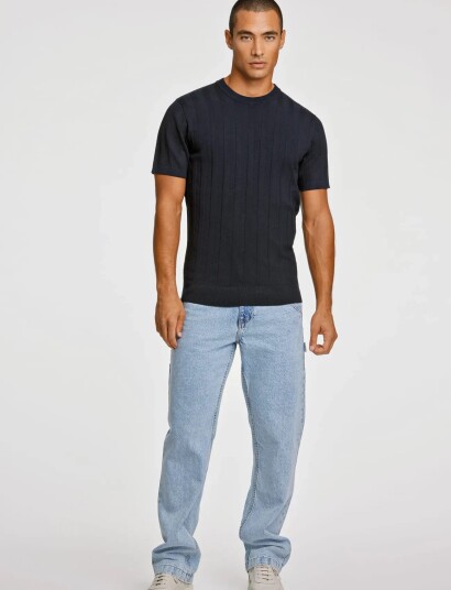 Lindbergh ?Knitted Crew Neck T Shirt Navy M Lindbergh ?Knitted Crew Neck T Shirt Navy M