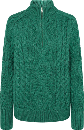 Superdry Aran Cable Knit Half Zip   Green   12
