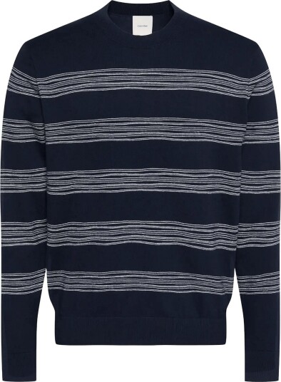 Calvin Klein Ls Space Stripe Ctn Crewnk Sweat Navy M
