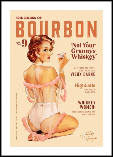 Babes of Bourbon Vol 9 Vintage Whiskey Pinup Plakat Plakat / 50x70cm