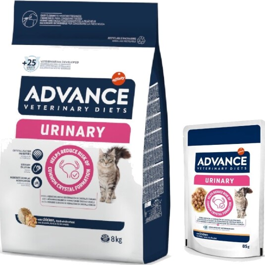 Affinity Advance Veterinary Diets tørrfôr Veterinary Urinary Diets + passende våtfôr på kjøpet 8 kg 12 x 85 g
