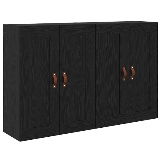 Vegghengt skap 2 pcs Svart Eik 69,5 x 34 x 90 cm Konstruert tre Vegghengt skap 2 pcs Svart Eik 69,5 x 34 x 90 cm Konstruert tre
