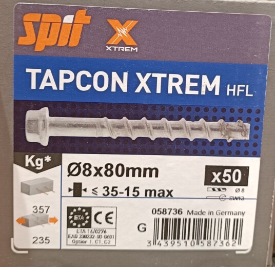 Spit Betongskrue Xtrem Hfl 8x80/35-15