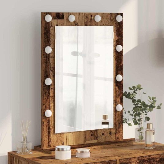 speil med LED lys Sonoma eik MDF Glass 70 x 50 18 cm speil med LED lys Sonoma eik MDF Glass 70 x 50 18 cm