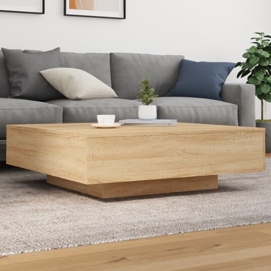 Salongbord med LED-lys sonoma eik 100x100x31 cm 836604