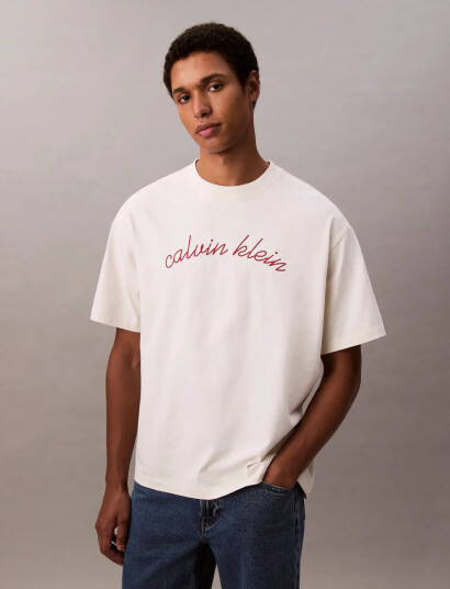 Calvin Klein Jeans Ss Center Chain Stitch 16S Rlxd - White - XS
