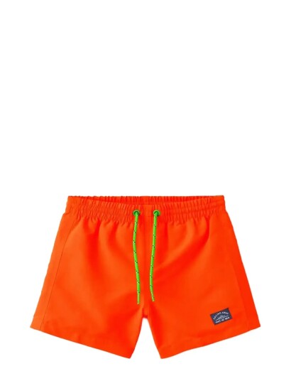 Mango Contrast Drawstring Swim Shorts   Orange   12 18M