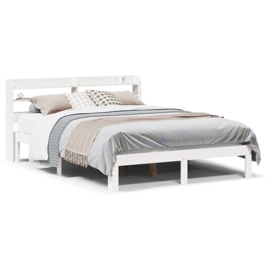  Sengeramme med hodegavl hvit 135x190 cm heltre furu 3306779