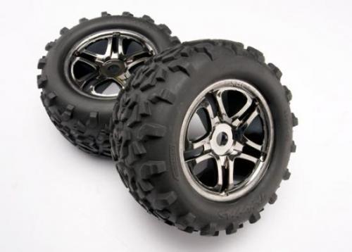 Traxxas 4983A 6.3'' Maxx tires mounted to Split Spoke black-c