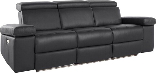Sofa 3 seter Rayland Svart Lær/PU Elektrisk recliner Svart Lær/PU Elektrisk recliner