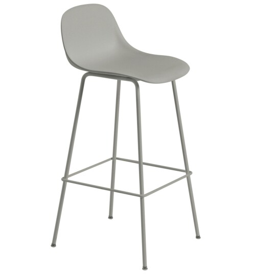 Muuto Fiber Tube Barstol med Ryggstøtte 75 cm Grå Muuto Fiber Tube Barstol med Ryggstøtte 75 cm Grå