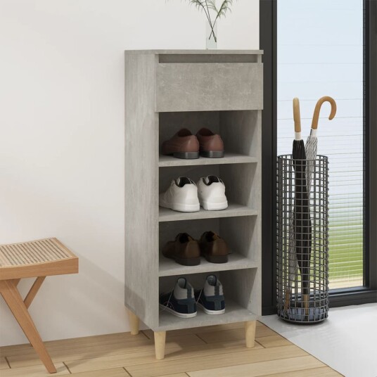 vidaXL Skoskap betonggr? 40x36x105 cm konstruert tre