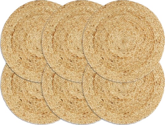vidaXL Bordmatter 6 stk vanlig naturell 38 cm rund jute vidaXL Bordmatter 6 stk vanlig naturell 38 cm rund jute