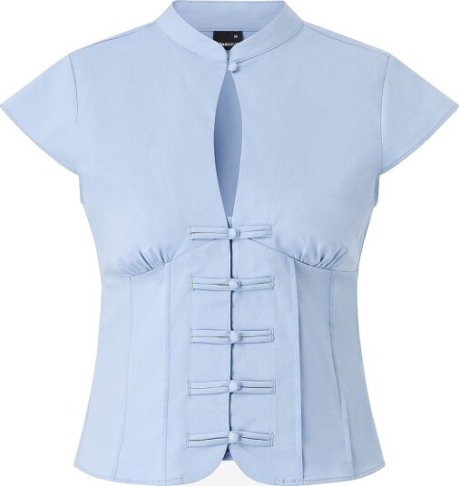 Gina Tricot Bluse Keyhole Top Blå