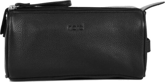 Nord Leather liten kompakt skinn toalettmappe med dobbel glidelås Svart Nord Leather liten kompakt skinn toalettmappe med dobbel glidelås Svart