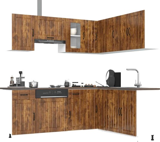 Kjøkkenskapssett 11 deler Kalmar røkt eik konstruert tre 8721158505545