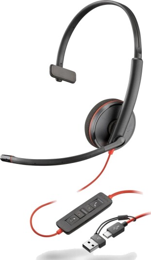 Poly Blackwire 3210 Mono Headset - USB-C, USB-A Sort