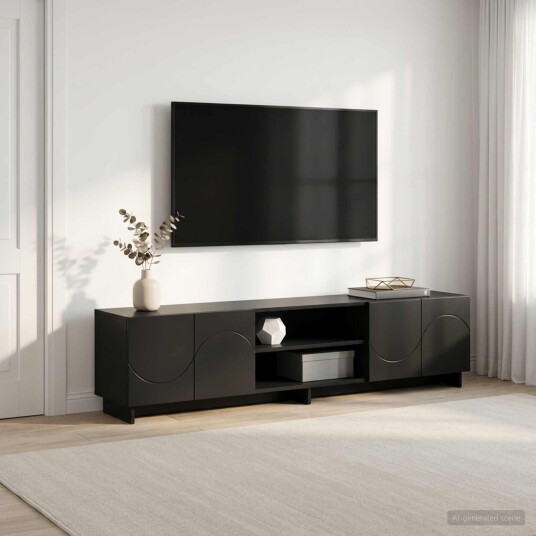 vidaXL TV benk 179,5 x 34,5 x 40 cm Svart Konstruert tre