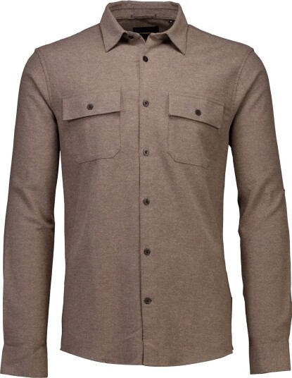 Lindbergh Brushed Cotton Shirt L/S Brown XXL