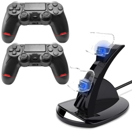 DoubleShock Trådløse PS4-kontrollere 2 stk med Ladestasjon DoubleShock Trådløse PS4-kontrollere 2 stk med Ladestasjon