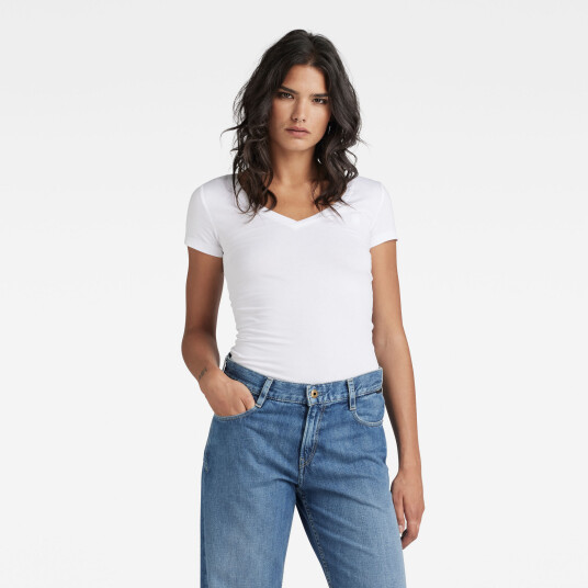G-Star RAW Basic V-Neck Cap Sleeve T-Shirt - White - Women XS White female G-Star RAW Basic V-Neck Cap Sleeve T-Shirt - White - Women XS White female